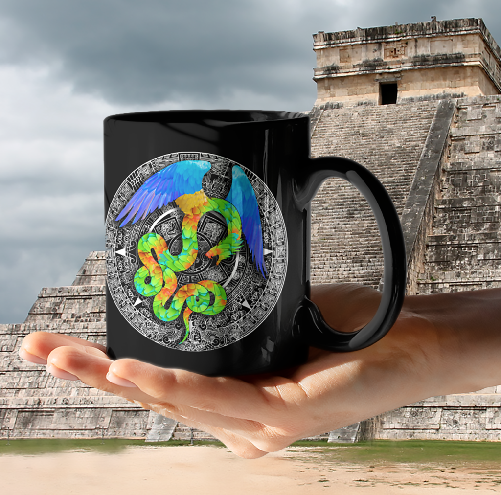 Aztec Halo 11oz Black Mugs - Ferine Fire