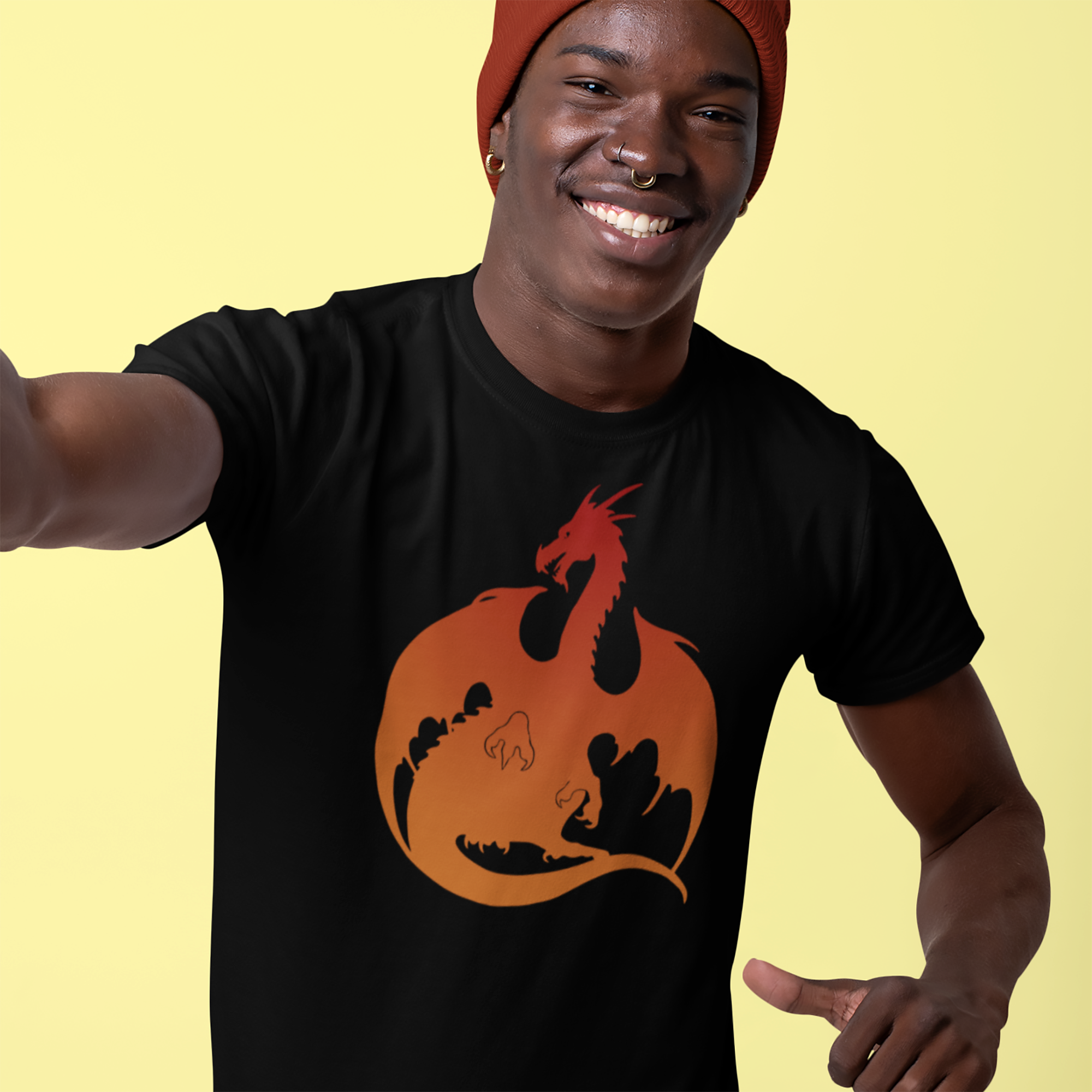 Orange store dragon shirt